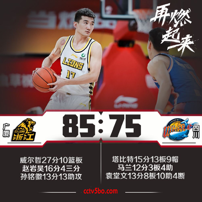 CBA常规赛 广厦  85 - 75  四川