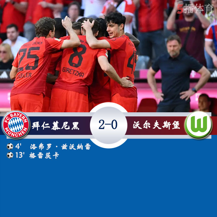 拜仁慕尼黑  2 - 0  沃尔夫斯堡