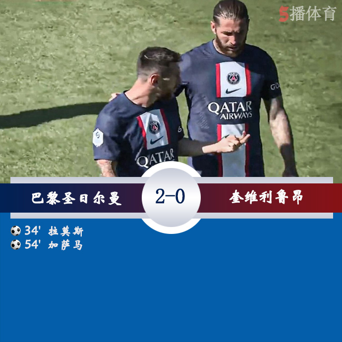 足球友谊赛 巴黎圣日耳曼  2 - 0  奎维利鲁昂