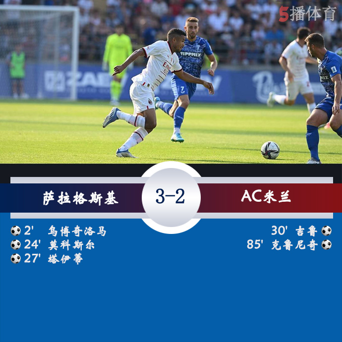 足球友谊赛 萨拉格斯基  3 - 2  AC米兰