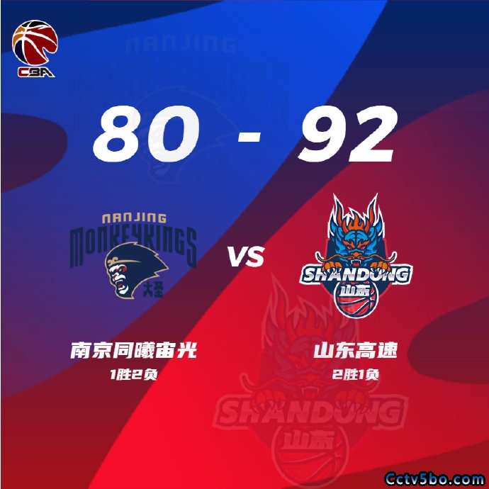 CBA常规赛 同曦  80 - 92  山东