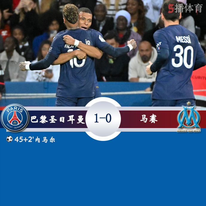 法甲第11轮 巴黎圣日耳曼  1 - 0  马赛