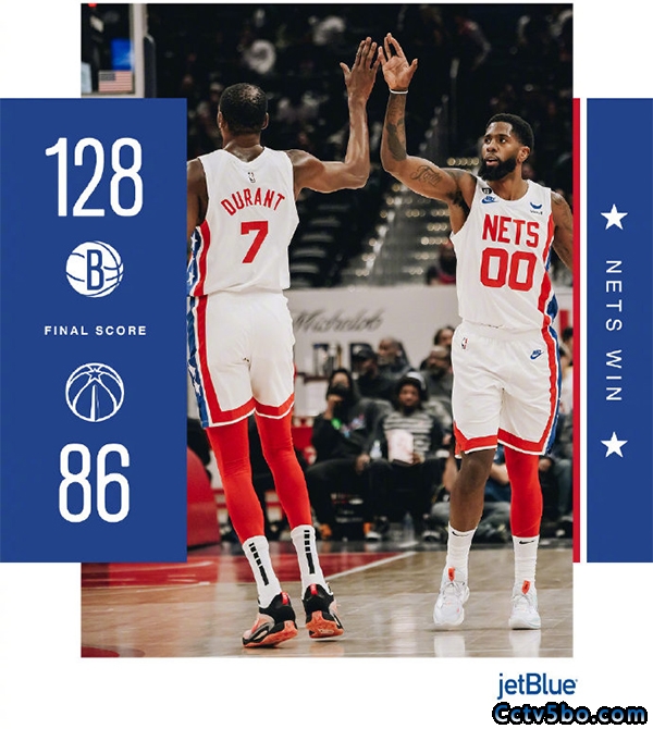 NBA常规赛 篮网  128 - 86  奇才