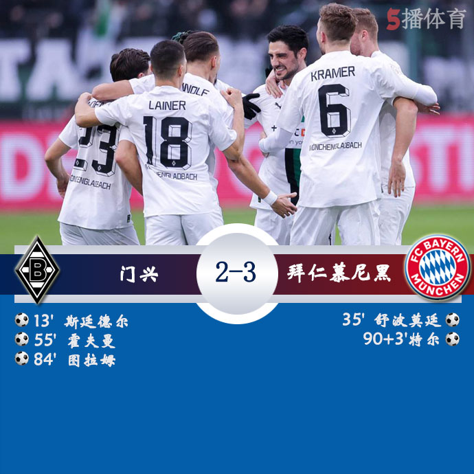 门兴  3 - 2  拜仁慕尼黑