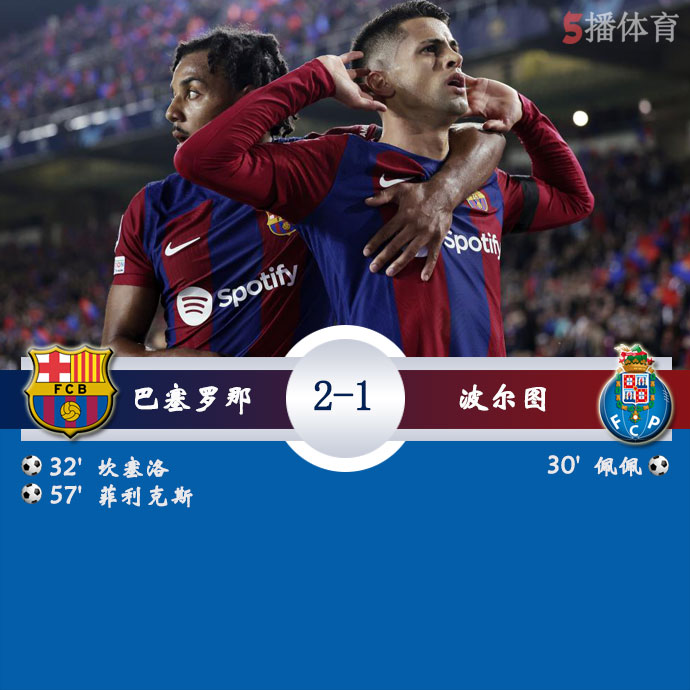 巴塞罗那  2 - 1  波尔图