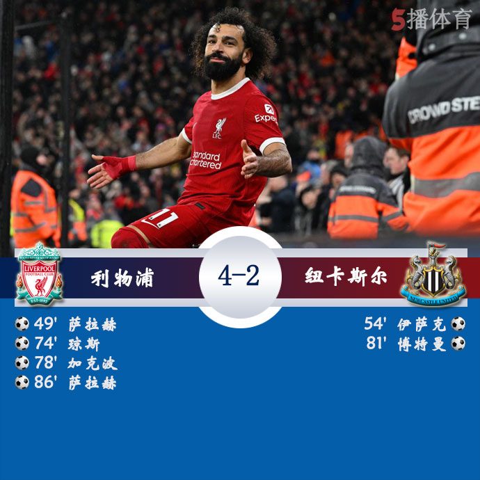 利物浦  4 - 2  纽卡斯尔