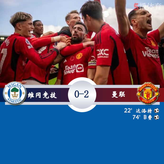 维冈竞技  0 - 2  曼联