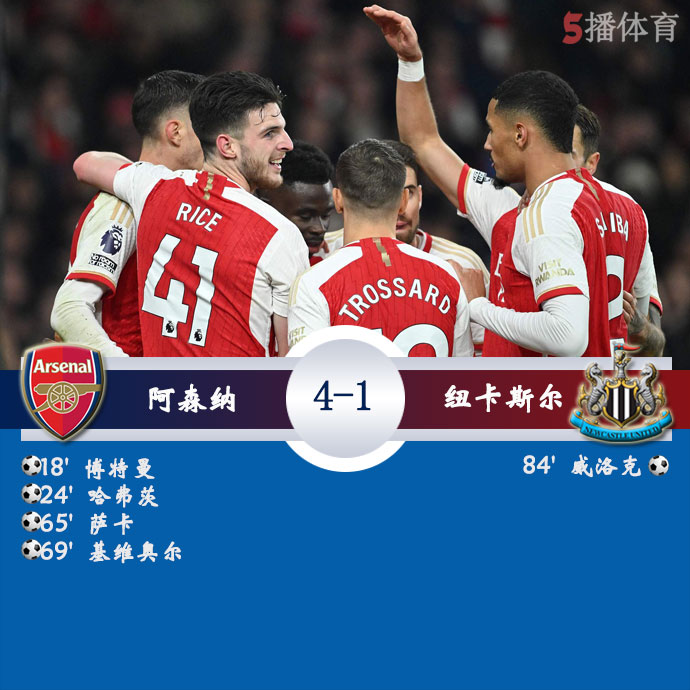 阿森纳  4 - 1  纽卡斯尔