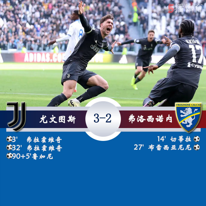 尤文图斯  3 - 2  弗洛西诺内