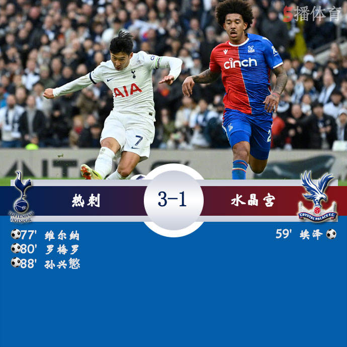 热刺  3 - 1  水晶宫