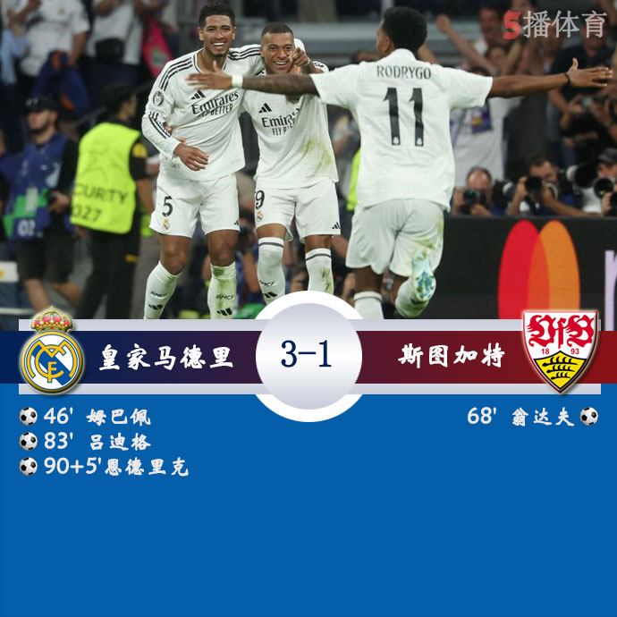 皇家马德里  3 - 1  斯图加特