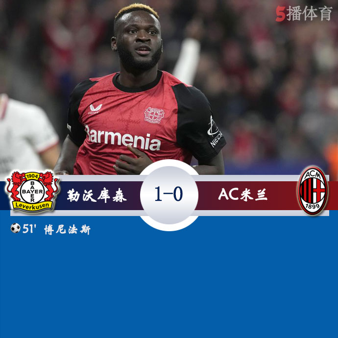 勒沃库森  1 - 0  <a href=//www.investrk.com/zuqiu/acmilan/ target=_blank class=infotextkey>AC米兰</a>