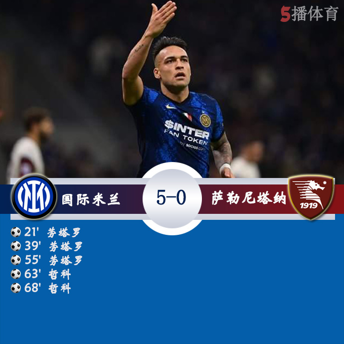 意甲第28轮 国际米兰  5 - 0  萨勒尼塔纳