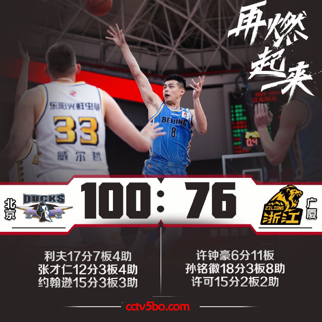 CBA常规赛 广厦  76 - 100  北京