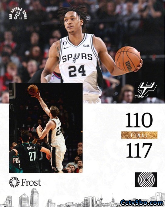 NBA常规赛 马刺  110 - 117  开拓者