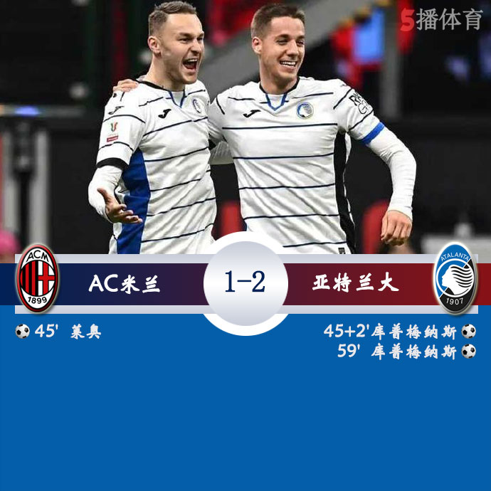 AC米兰  1 - 2  亚特兰大