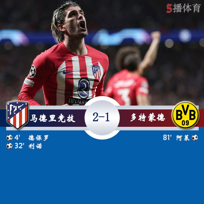 马德里竞技  2 - 1  多特蒙德