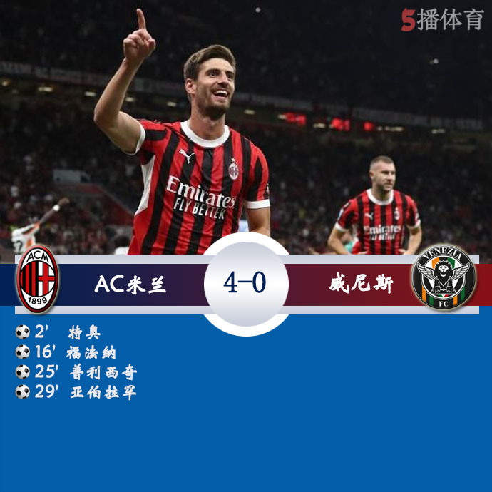 AC米兰  4 - 0  威尼斯 